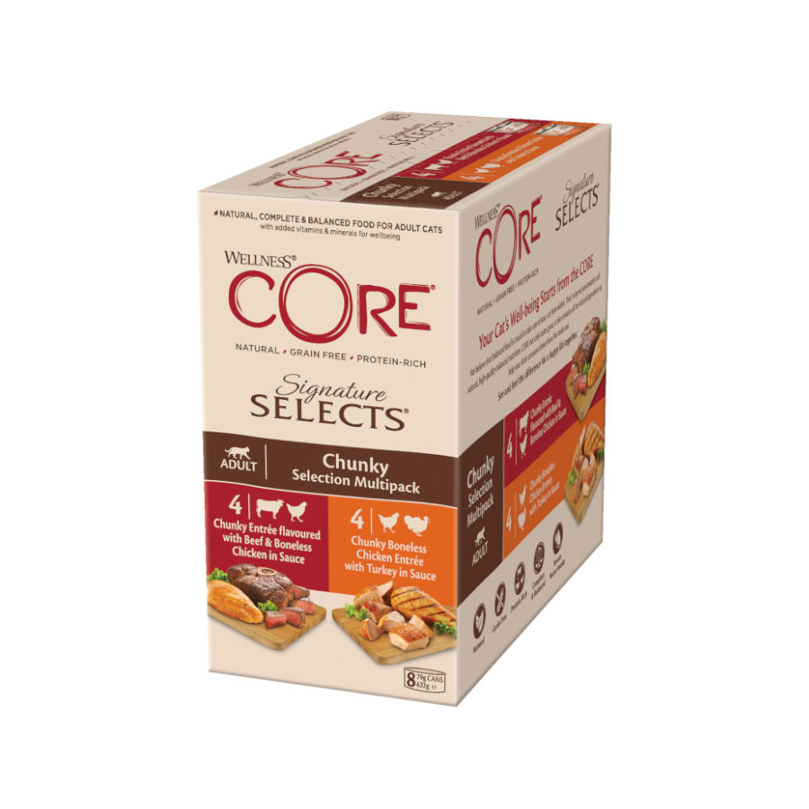 24 latas x 79 g Wellness Core Signature Selects Chunky lata para gatos