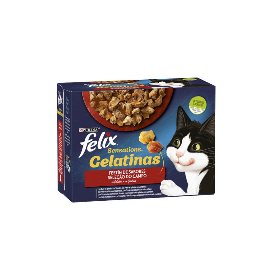 24 sobres x 85 g Felix Sensations Festín de Sabores sobres en gelatina para gatos ¡Pack ahorro!