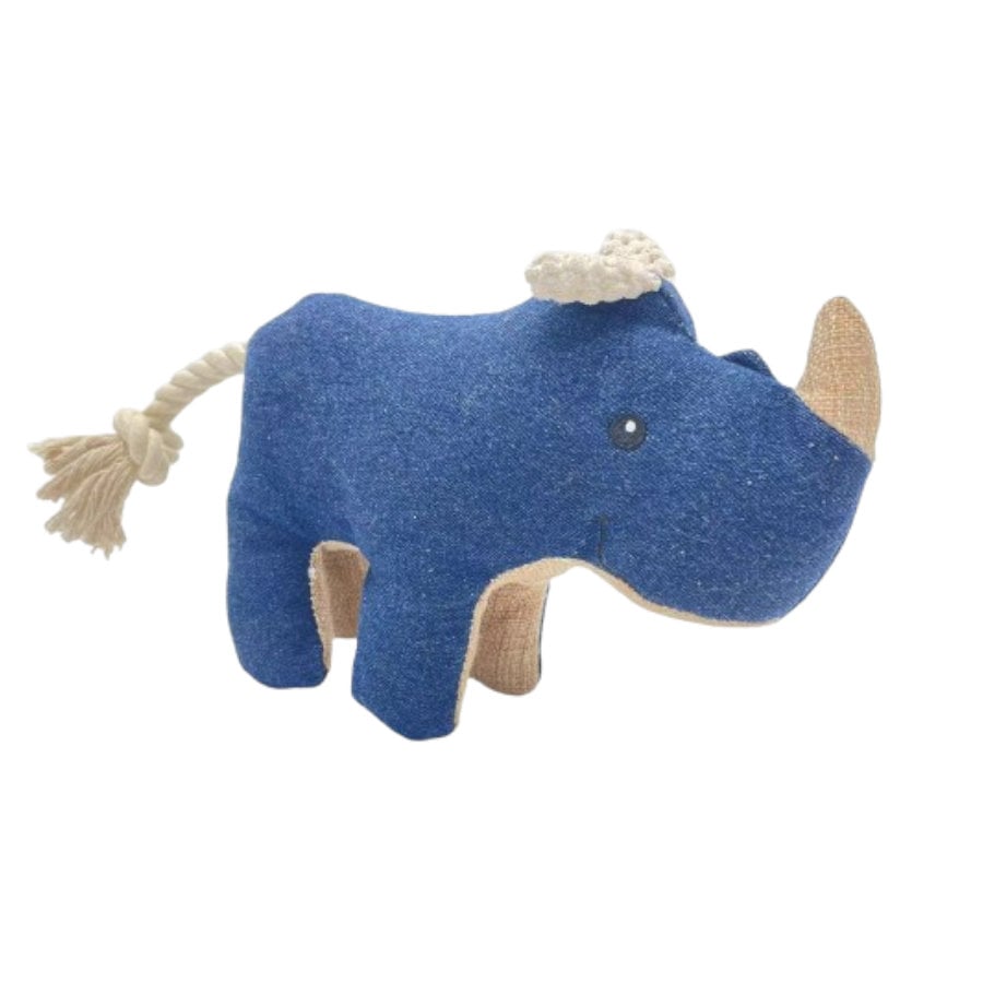 Tootoy! Comfort Denim Rhino peluche con sonido para perros