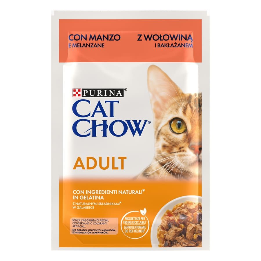 24 sobres x 85 g Cat Chow Buey en Gelatina sobres para gatos ¡Pack ahorro!