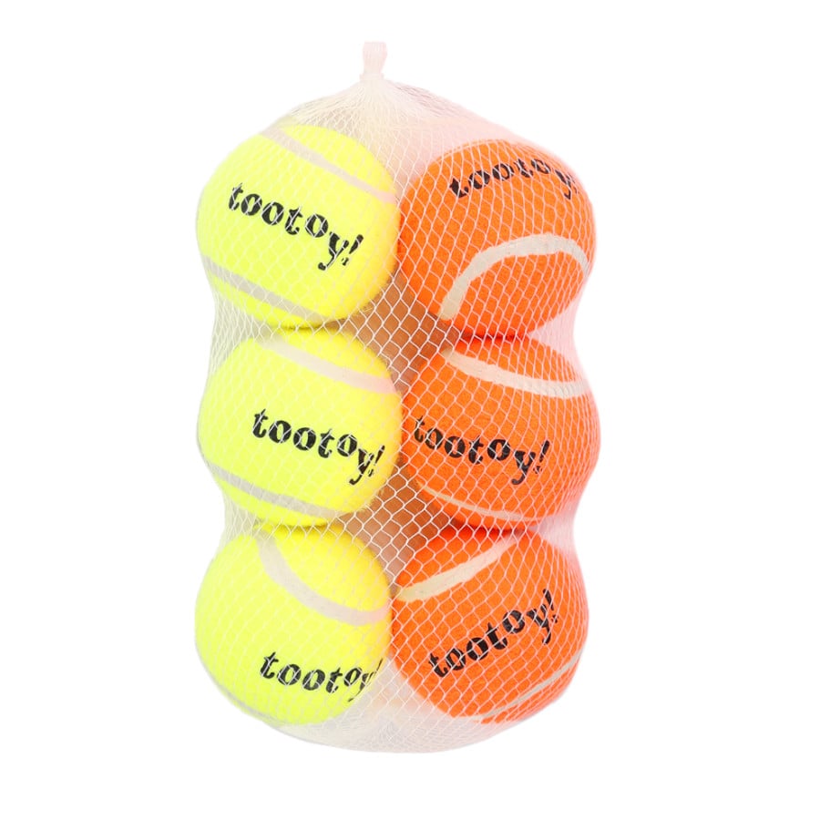 Tootoy! Chase Six Squeaker Ball pack de pelotas de tenis para perros