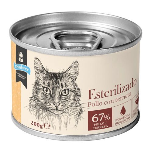 24 latas x 200 g Criadores Esterilizado Paté Pollo y Ternera lata para gatos ¡Pack ahorro!