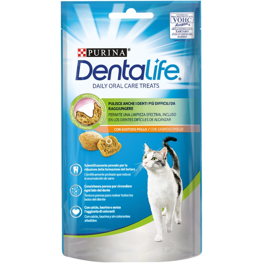 4 bolsitas x 40 g Dentalife Snack Dentales Pollo para gatos ¡Pack ahorro!