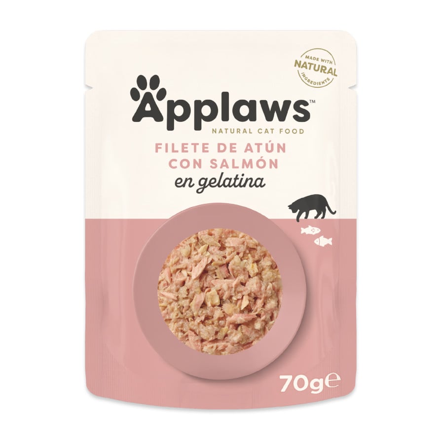 70 g Applaws Atún y Salmón en gelatina sobre para gatos