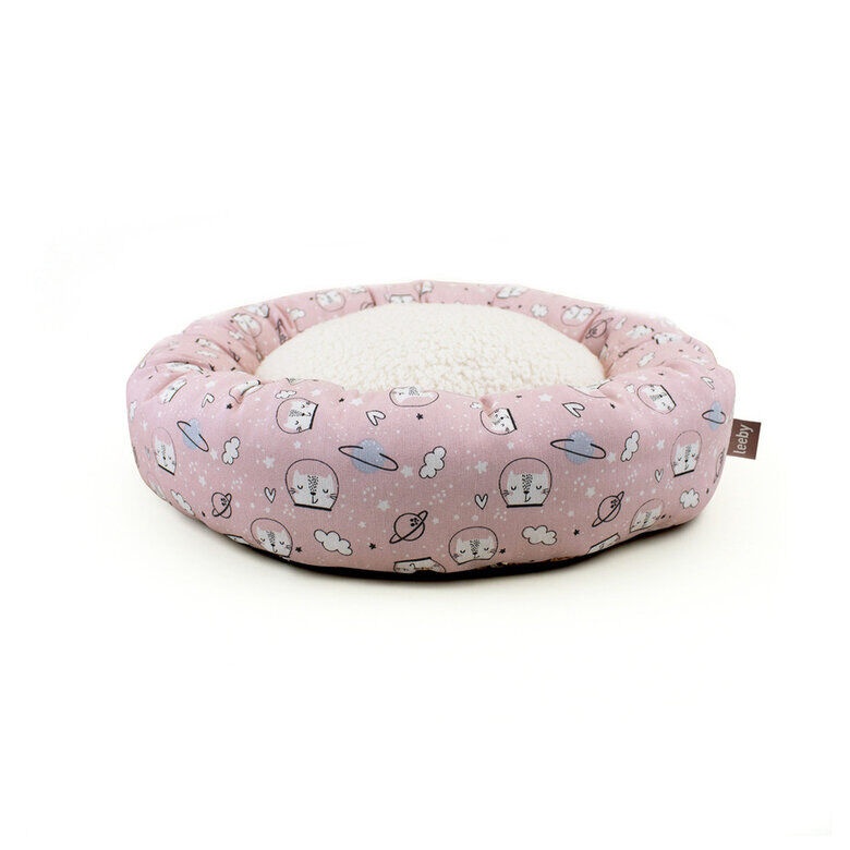 Leeby Cama Donut Antideslizante Estampado Comic Rosa para gatos