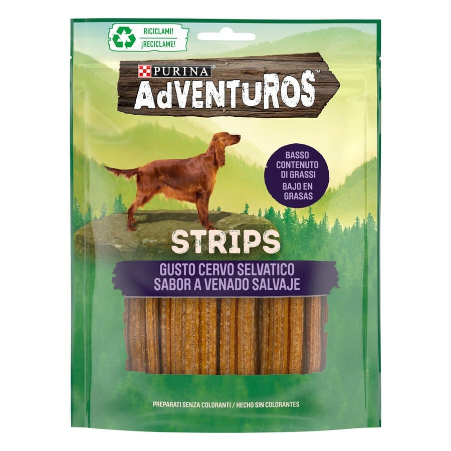 6 bolsitas x 90 g Adventuros Barritas venado para perros ¡Pack ahorro!