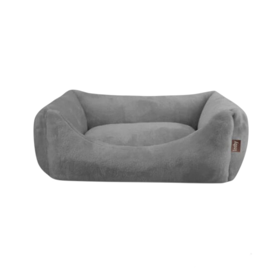 Leeby Cama suave de terciopelo gris para perros