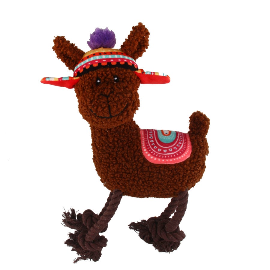 Tootoy! Comfort Rope Legs Alpaca peluche con cuerda para perros