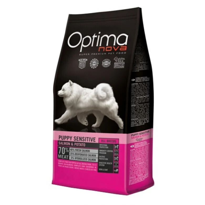 2 kg Optima Nova Puppy Sensitive Salmón pienso para cachorros