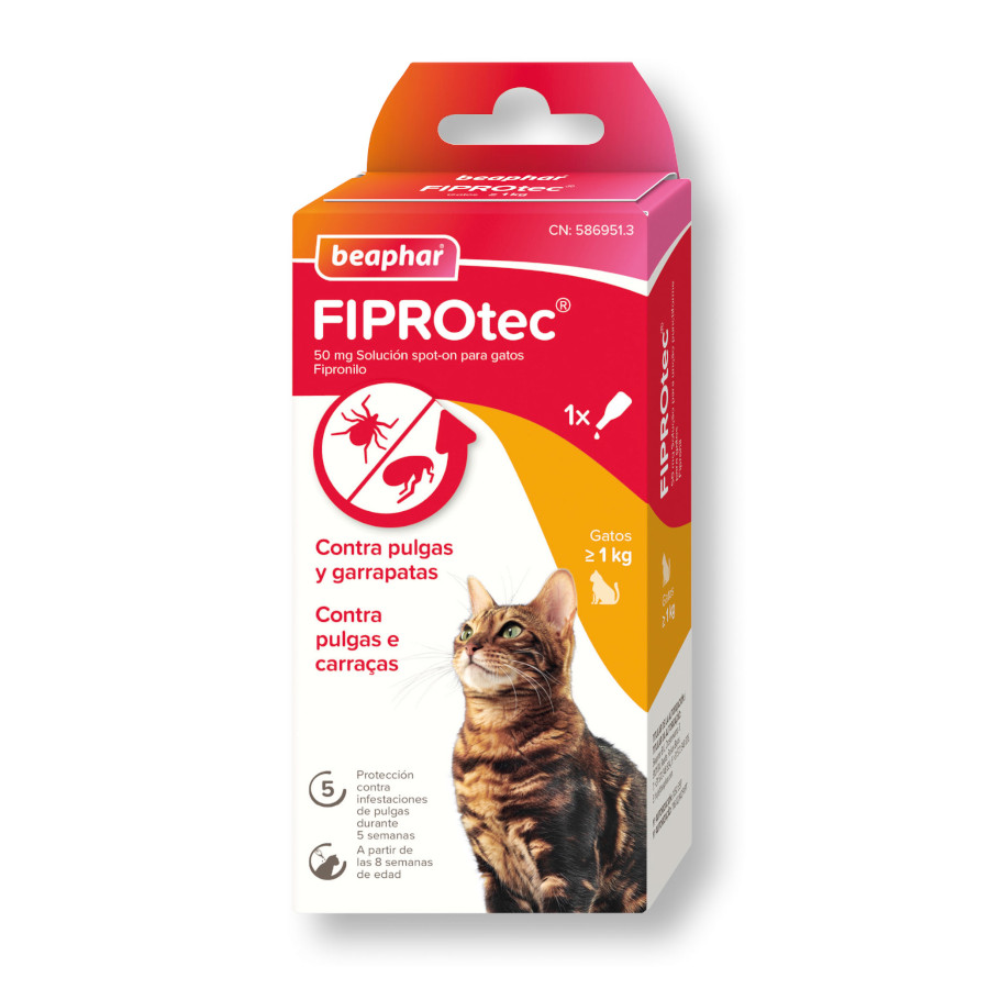 0.005 L Beaphar Fiprotec Pipetas Antiparasitarias para gatos