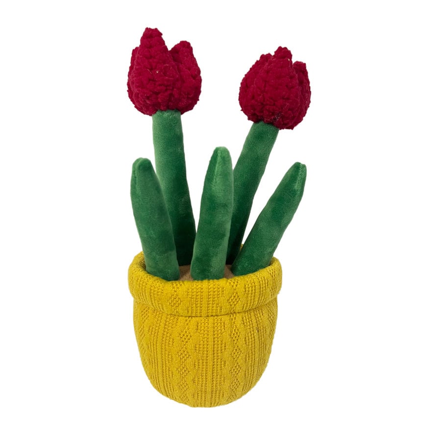 Tootoy! Comfort Red Tulip Plant Cuddler peluche con sonido para perros